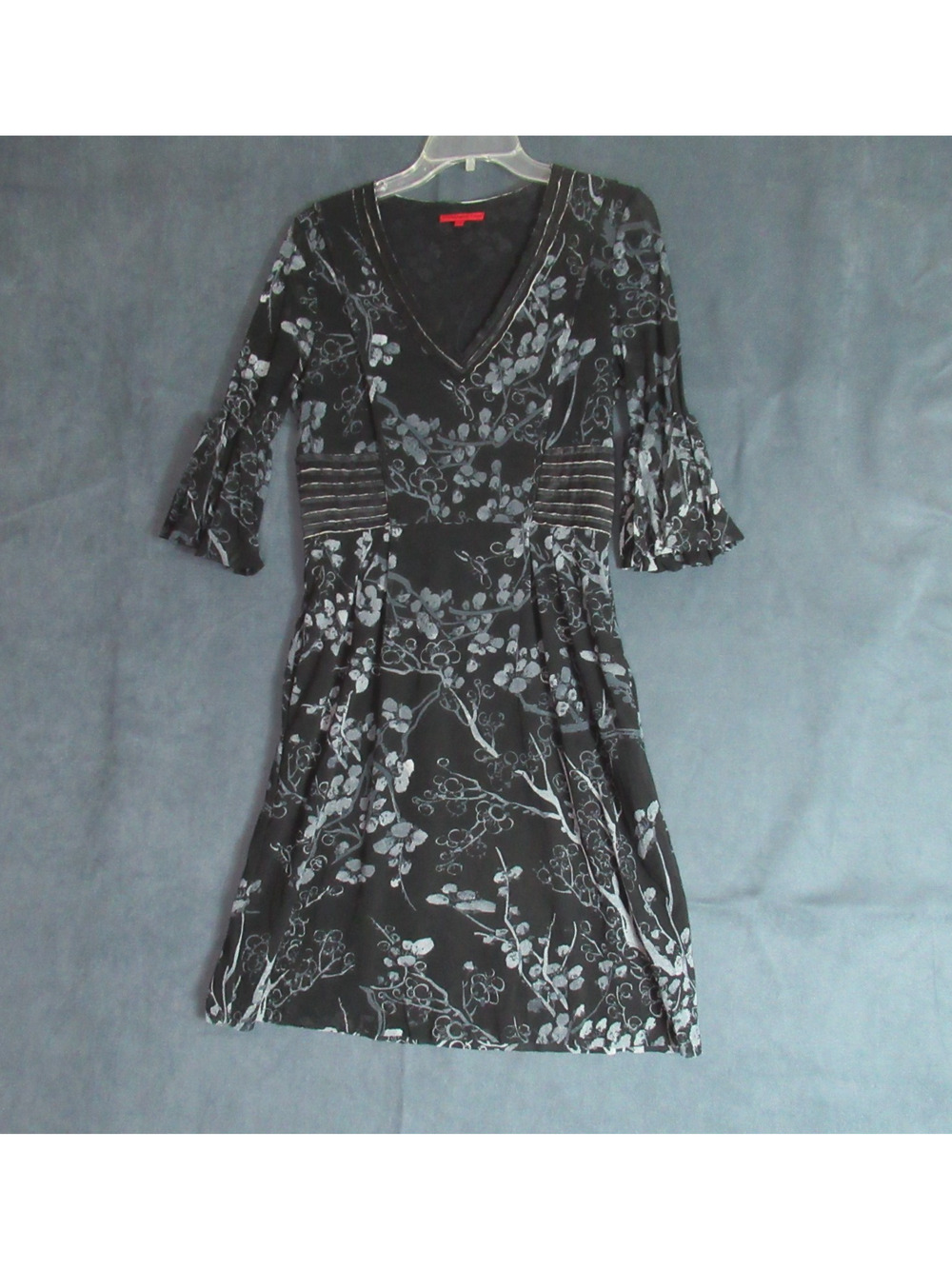 VTG 90s Y2K Vivienne Tam Dress M Black Sheer Mesh Floral Fairy Whimsigoth Vamp